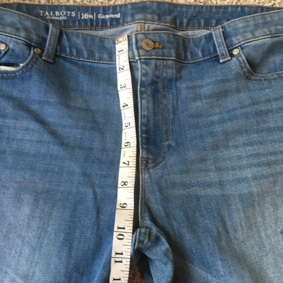 Talbots Flawless Girlfriend Jeans Size 16 16W Embroidered Cropped Denim Capris - Picture 12 of 12